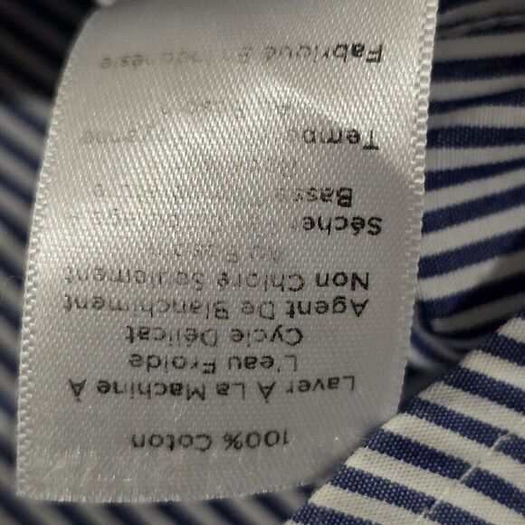 Talbots Top Womens 3X Polka Dot Button Up Long Sleeve Blue Striped Office Career - Picture 11 of 15